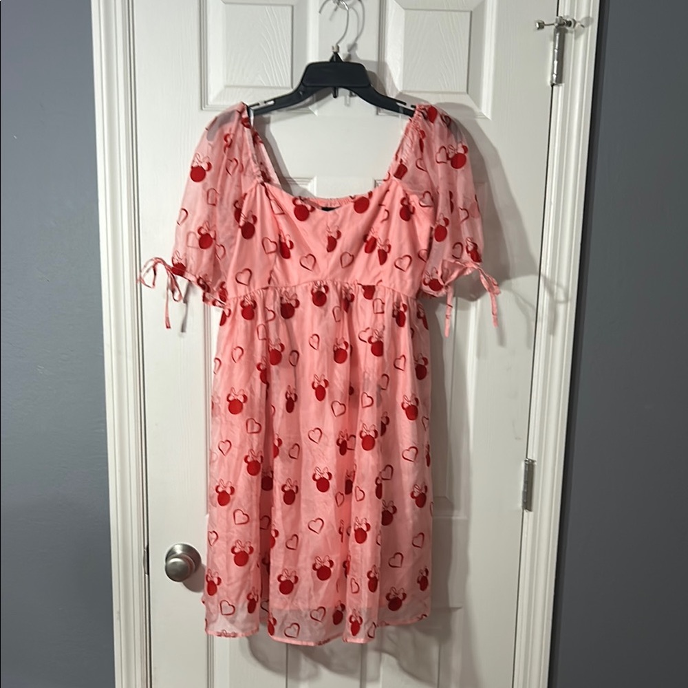 Disney Pink Dress with Red Mickey and Heart Design